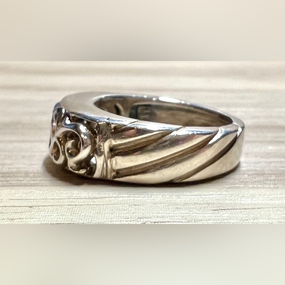 Vintage Handmade Sterling Silver & 14K Gold Scrolled Filigree Band Ring, Size 6 - Picture 3 of 13